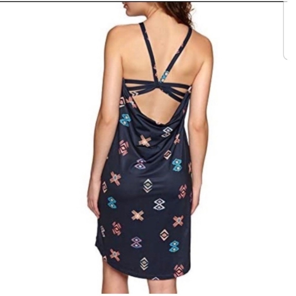 Patagonia‎ Sliding Rock Dress Womens Small Navy Blue Geometric Strappy Back New